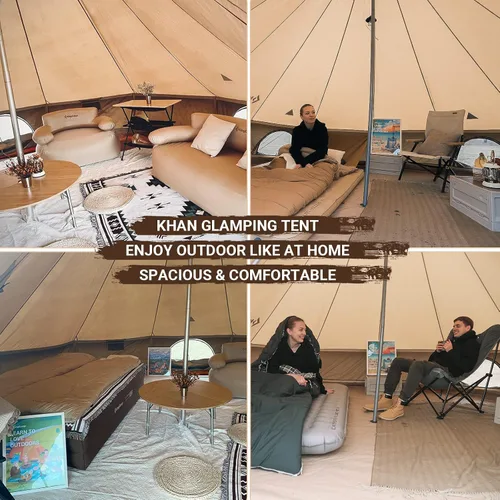 Miniatura 6 de KingCamp Canvas Bell Yurt Tents, 4 Seasons Large Waterproof & Windproof Luxury Glamping Tent w/Stove Jack for Family Outdoor Camping, Hunting