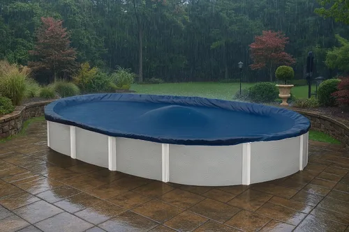 Miniatura 4 de Winter Block Cubierta de Invierno para Piscina Sobre el Suelo, Se Adapta a Ovalada de 12' x 18', Azul Sólido – Incluye Cabrestante y Cable