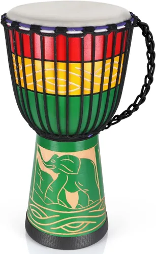 Miniatura 10 de Tambor africano de Djembe, estándar 8 '' tambores cosidos tela azul del Congo, tambor profesional del bongo con la cabeza del tambor de la piel