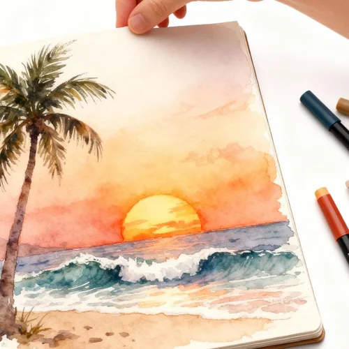 Miniatura 5 de 30 hojas de papel de acuarela de 5.5 x 8.2 pulgadas, cuaderno de bocetos de acuarela desgarrable para pintura artística