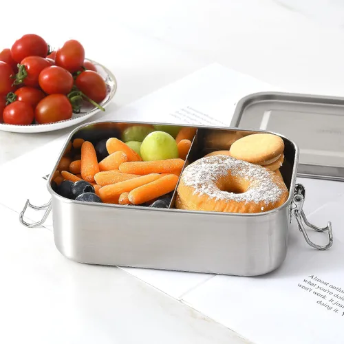 Miniatura 7 de UPTRUST Lonchera de Acero Inoxidable, 800ML/27oz, Cajas Bento de Metal con Clips Bloqueables, Incluye Divisor Ajustable, Lonchera de Metal