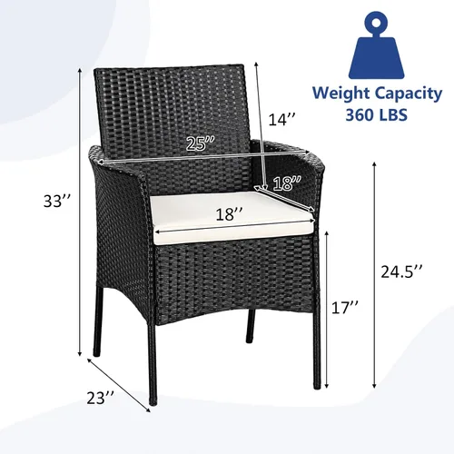 Miniatura 3 de RELAX4LIFE Juego de 2 sillas de mimbre para patio, sillas de ratán de polietileno para interiores y exteriores con respaldo de bastón, cojines
