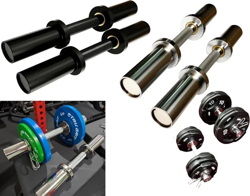 Miniatura 6 de qibylift Olympic Dumbbell Handles Loadable Dumbell Bars Set Of 2 Fit 2 Inch Weight Plates Ideal For Home Gym Strength Training, Weight Bars with 2