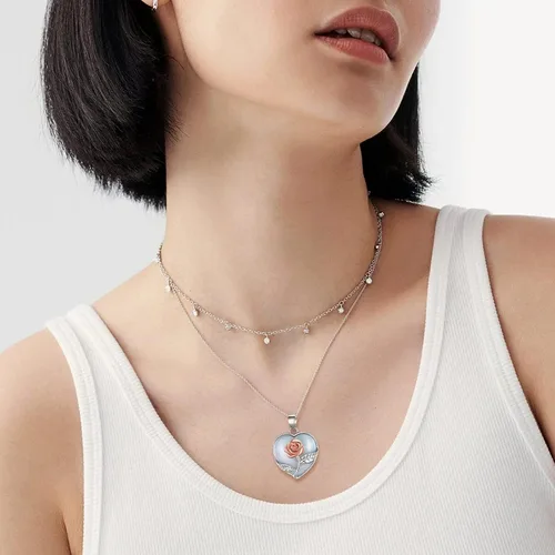 Miniatura 3 de Suplight - Collar con dije de piedra natal genuina de plata de ley 925 con forma de corazón y pera para mujer (con caja de regalo)
