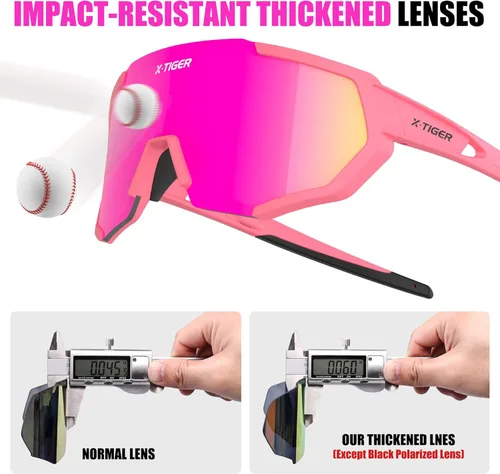 Miniatura 5 de X-TIGER Gafas de sol polarizadas para deportes con 5 lentes intercambiables, gafas de ciclismo para hombres y mujeres, para béisbol, correr, pesca