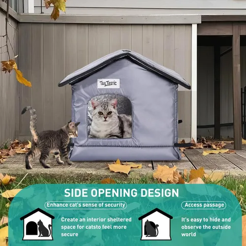 Miniatura 8 de TailTastic Casa para Gatos de Exterior Resistente a la Intemperie y Aislada - Base Sin Costuras Se Mantiene Seca, Fácil Montaje, Refugio Cálido