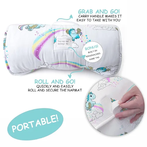 Miniatura 3 de JumpOff Jo Tapete para siesta para niños, acogedor tapete de descanso para niños con almohada extraíble y manta ultrasuave para preescolar