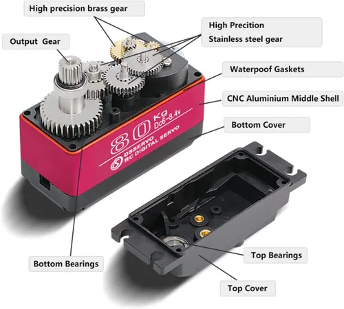 Miniatura 3 de ZOSKAY 176.4 lbs Digital Servo 8.4V Engranaje de metal de alto voltaje Gran Torque de alta velocidad 1/5 Baja Servo Motor (270 grados)