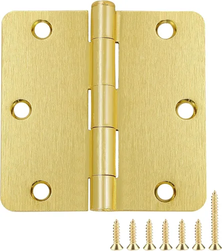 Miniatura 8 de Bisagras de puerta de níquel cepillado de 3.5 pulgadas, radio de 1/4 pulgadas, paquete de 30 bisagras de puerta interior de 3 1/2 para puertas