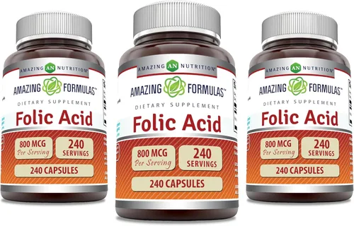 Miniatura 6 de Amazing Formulas Suplemento de ácido fólico (vitamina B9) de 800 Mcg, cápsulas Sin OMG Sin gluten Fabricado en Estados Unidos