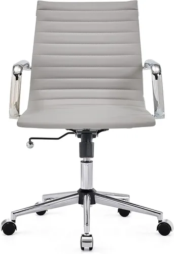 Miniatura 6 de Silla de oficina gris, ergonómica, silla de escritorio para computadora, silla ejecutiva para sala de conferencias, silla de oficina moderna