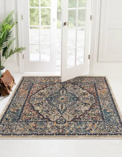 Miniatura 30 de Unique Loom Lola Collection - Alfombra tradicional (2 pies 2 pulgadas x 3 pies 1 pulgada, rectangular, azul/gris)
