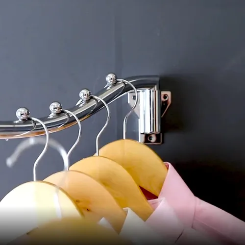 Miniatura 5 de Percha de ropa de acero inoxidable para montaje en pared, perchero plegable con soporte para brazo oscilante, ganchos para colgar barra de ropa, 1
