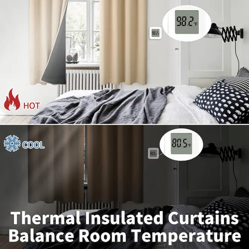 Miniatura 4 de BGment - Cortinas con aislamiento térmico para habitación, 100 % opacas, con forro negro, cortina de doble capa con ojales, reduce el ruido
