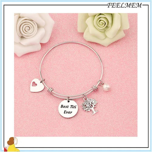 Miniatura 5 de Felmem - Pulsera de joyería familiar con la mejor titi Ever para abuela, regalo de aniversario, regalo de cumpleaños para Titi
