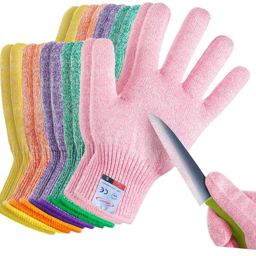 Miniatura 13 de Guantes resistentes a cortes, 4 pares de guantes resistentes a cortes de grado alimenticio, guantes de corte para cocina, pelado de ostras, Gris