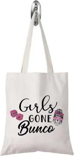 TSOTMO Divertido Bunco Regalo Juego Noche Fuera Bunco Bunco Fiesta Mujeres Apuestas Amante Cremallera Bolsa Bolsa de Maquillaje, Beige, Bolso Bunco