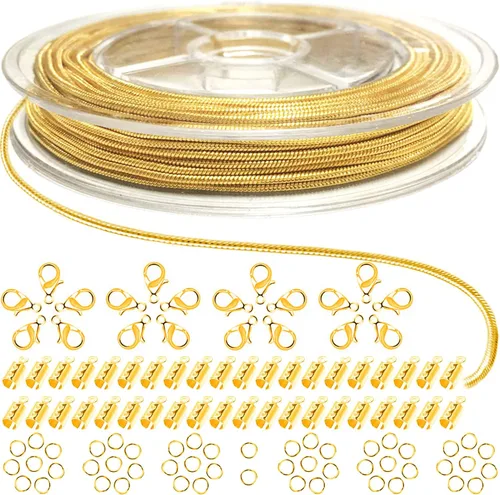 Jishi Cadena de serpiente de oro de 33 pies de 0.047 in, cadenas para hacer joyas, collares, pulseras, suministros de joyería, hallazgos – Rollo de