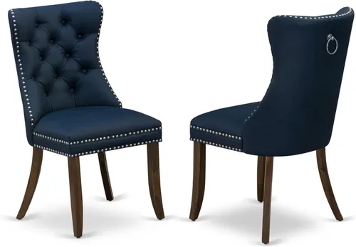 Miniatura 16 de East West Furniture DAP8F12 Dallas Parson - Juego de 2 sillas de cocina tapizadas de piel sintética con botones copetudos, color gris oscuro