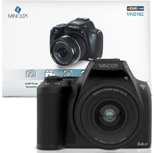 Miniatura 8 de Minolta ProShot - Cámara digital de 64 MP – Zoom óptico de 10x, video 4K Ultra HD, disparo macro, anti-vibración, pantalla LCD de 3 pulgadas, Negro