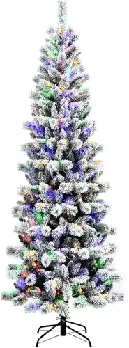 Miniatura 19 de Goplus Árbol de Navidad negro sin luz de 7.5 pies, árbol de Halloween artificial con 1258 puntas de rama, soporte de metal, árbol completo