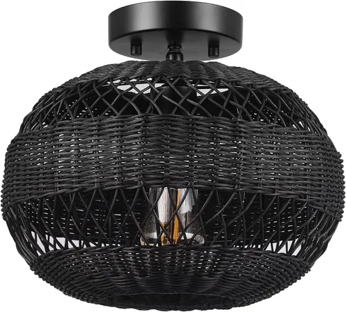 Miniatura 15 de Globe Electric 65894 Lámpara de techo empotrada de 1 luz, blanco mate, pantalla de cordel