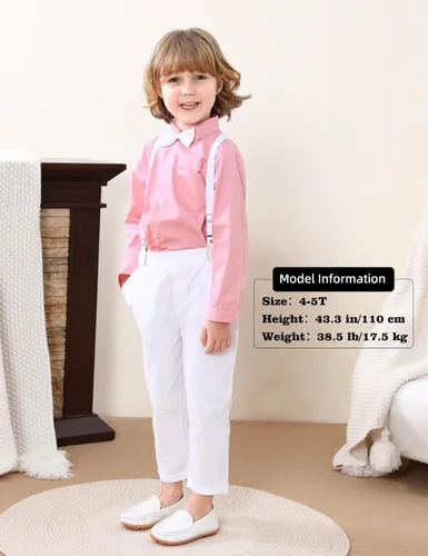 Miniatura 9 de A&J DESIGN Conjunto de ropa formal para niños pequeños con tirantes y tirantes