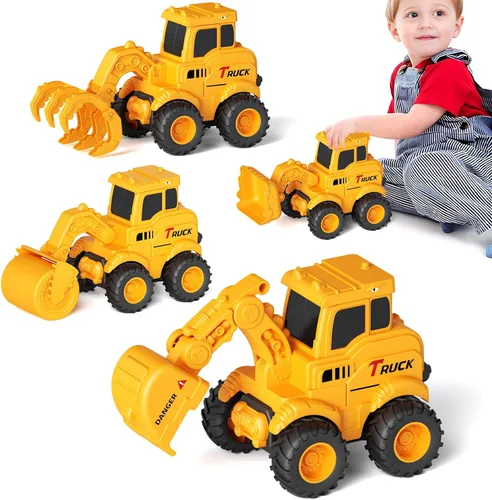 Olbyefly Juguetes de Construcción para Niños de 2 3 4 5 6 + Años, Niños Pequeños y Niñas, Juguetes de Camiones Excavadores de Caja de Arena,