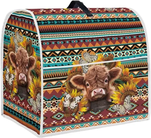 Miniatura 21 de UNICEU Protector de cubierta de batidora de soporte de cocina con estampado retro de mariposa de girasol, con mango superior, cubierta de polvo