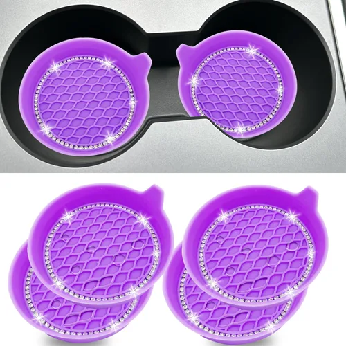 Miniatura 34 de NBTEPEM 2 posavasos de auto con diamantes de imitación, 2.75 pulgadas, antideslizantes, a prueba de golpes, universal, a la moda, para auto