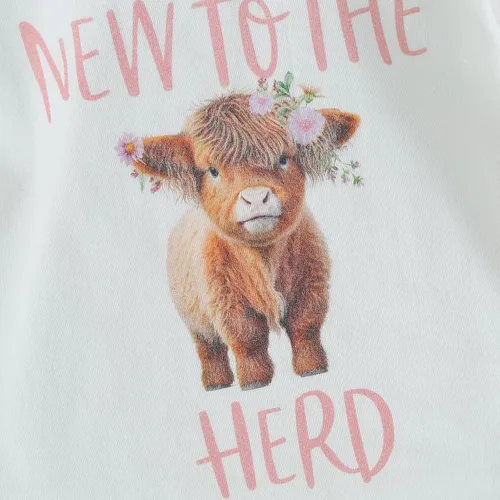 Miniatura 6 de Omkzanbi New to the Herd - Body para recién nacido, para niño y niña, mono de vaca de las tierras altas, pantalones deportivos, sombreros
