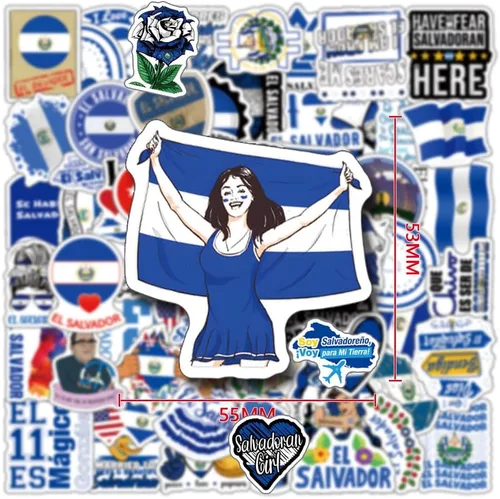 Miniatura 5 de Paquete de 63 calcomanías de El Salvador, vinilo estético SV impermeable para botella de agua, laptop, teléfono, patineta, álbumes de recortes