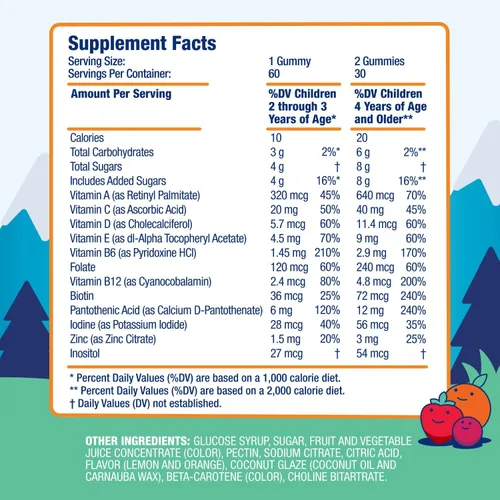 Miniatura 4 de Gomitas multivitamínicas para niños, 14 vitaminas esenciales, suplemento diario para mayores de 2 años, vitamina A, C, D, E, vegetariana B6 y B12