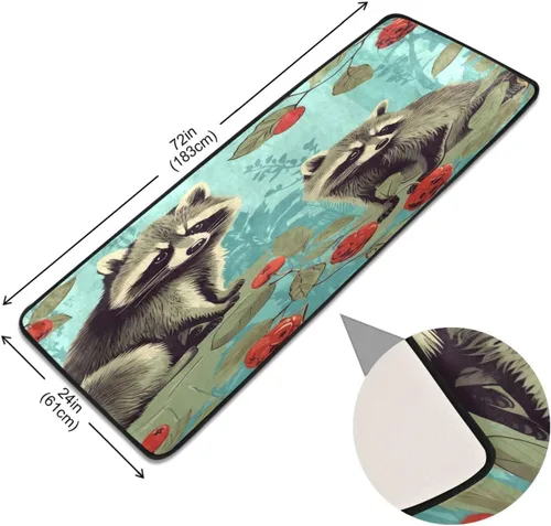 Miniatura 2 de Alfombra de corredor de mapaches, suave, antideslizante, larga, alfombra para pasillo, dormitorio, sala de estar, cocina, 72 x 24 pulgadas