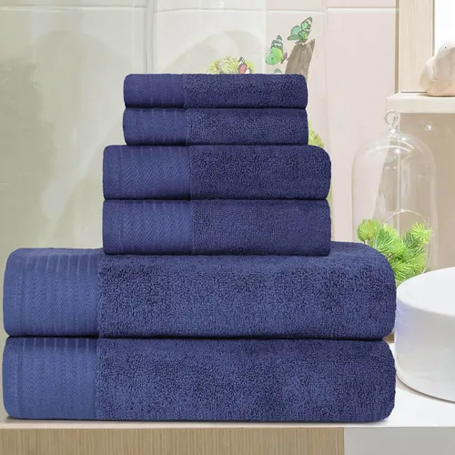 Miniatura 15 de Superior Juego de 6 toallas de 100% algodón egipcio de 500 GSM, 6 piezas, 2 caras, 2 manos, 2 toallas, ideal para baño, cocina o playa, de secado