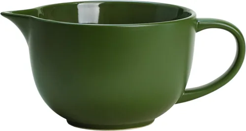 Gaolinci Tazón de mezcla de cerámica de color sólido simple para cocina, tazón grande de 1 cuarto de galón, con pico vertedor y mango Verde