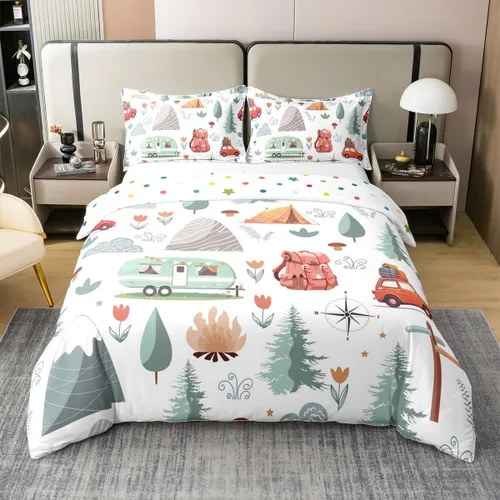 Miniatura 33 de Juego de ropa de cama 100% de algodón natural con hojas de palmera, funda de edredón Monstera con hojas tropicales, rama de hojas tropicales, funda