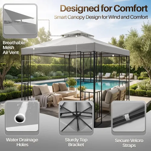 Miniatura 7 de Flexzion Cubierta de repuesto para toldo de 8 x 8 pies (7.9 ft x 7.9 ft), cubierta superior de doble nivel con protección UV30+, resistente a
