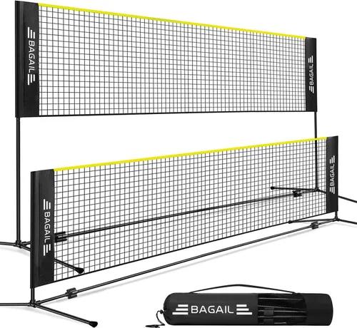 BAGAIL Red de bádminton, red de voleibol para niños de altura ajustable, red de nailon plegable de 10 pies/14 pies/17 pies de ancho, red de tenis,