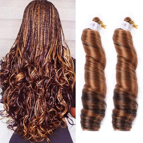 Miniatura 30 de Cabello rizado francés trenzado para trenzas de caja, 8 paquetes de 12 pulgadas, 3.00 oz/paquete, cabello trenzado de onda suelta, extensiones