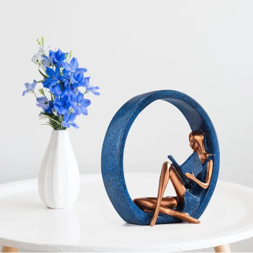 Miniatura 7 de Estatuas de resina para niña, estatua de yoga, escultura artística para estantería, adornos para lectores, profesores, decoración para sala