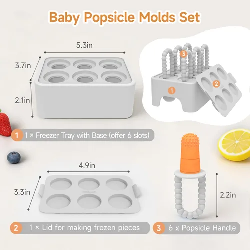Miniatura 6 de Morlike Baby Tiny Pops, Molde de paletas de silicona 100% para bebés de 4 meses + moldes de leche materna para aliviar la dentición, esenciales