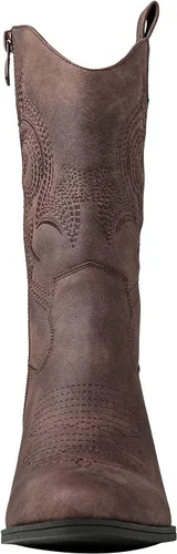 Miniatura 4 de GLOBALWIN Botas vaqueras occidentales de media pantorrilla para mujer, botas vaqueras de moda para mujer, tacón bajo grueso