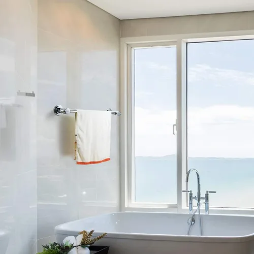 Miniatura 2 de JiePai Toallero con ventosa de 24 pulgadas, Toallero de succión al vacío moderno y removible para puerta de baño, Soporte de toalla adhesivo