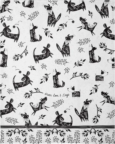 Miniatura 2 de Karma Gifts - Toalla de té bohemia en blanco y negro, perro, 28 pulgadas de largo x 20 pulgadas de ancho