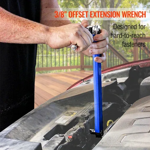 Miniatura 3 de Llave de extensión compensada de impacto lista de Bqweun, juego de llave de extensión de alcance estrecho, con adaptadores de accionamiento cuadrado