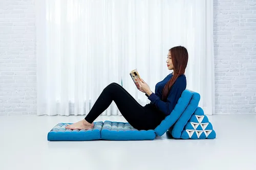 Miniatura 3 de Leewadee Cómodo colchón japonés de suelo, cama tailandesa con cojín triangular, colchón futón, tapete de masaje tailandés extra largo, 89 x 20 Sf22
