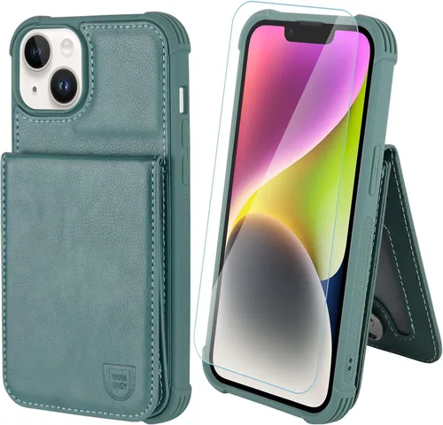 Miniatura 23 de VANAVAGY Funda tipo cartera compatible con iPhone 14 Pro para mujeres y hombres, de piel sintética, cierre magnético, con bloqueo RFID, tarjetero