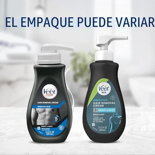 Miniatura 2 de Crema de depilación Veet para hombres, 5 minutos para piel sensible, gel de depilación para el cuerpo, pecho y espalda, dermatológicamente testado