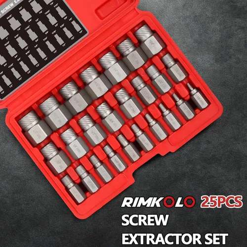 Miniatura 6 de Juego de 25 extractores de tornillos, extractores de salida fácil de múltiples splines CR-MO para quitar pernos rotos, pernos, tornillos de enchufe